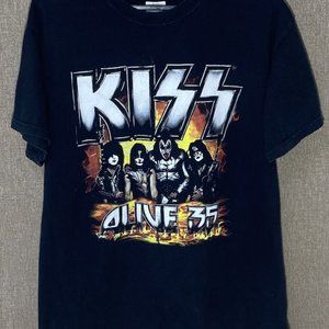 00s Vintage Kiss Alive 35 European Tour T-shirt In Black